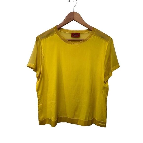 Missoni Short Sleeve Crew Neck Lightweight Sheer Top Yellow Gold Size Medium - Picture 2 of 11